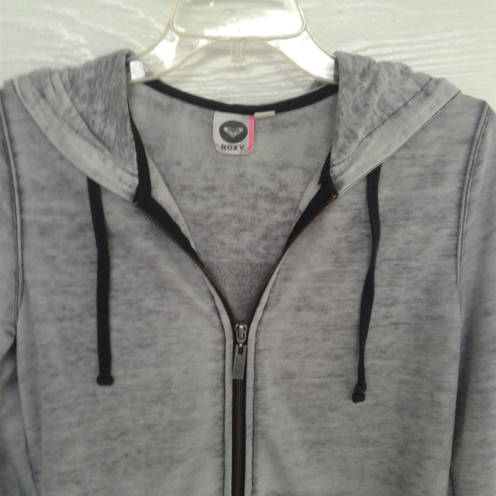 Roxy Gray Sweatshirt Hoodie Full Zipper Small - Picture 2 of 8